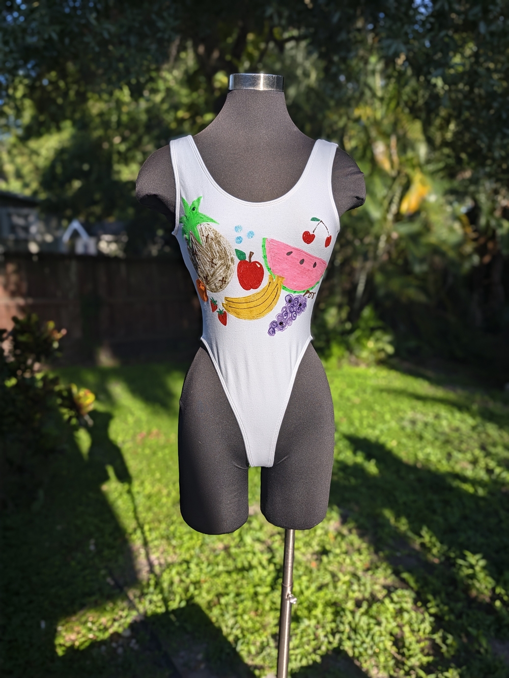 Vintage 80s 90s One Step Ahead Hand Painted Fruit Bodysuit